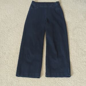 Wide-Leg Dark Blue Jeans